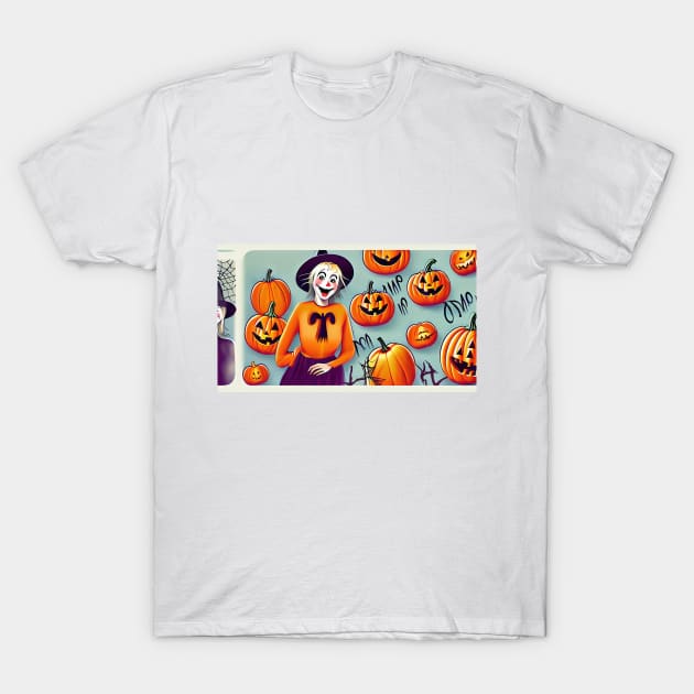 Cat in Pumpkin Patch T-Shirt by Tee Trendz